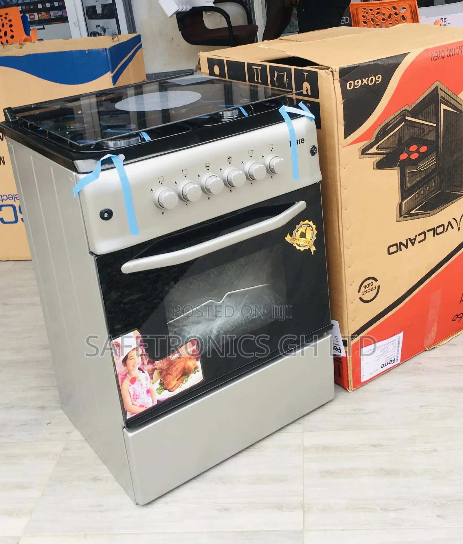 Oven With Grill Ferre 4 Gas Cooker 60x60 Sliver Lasting