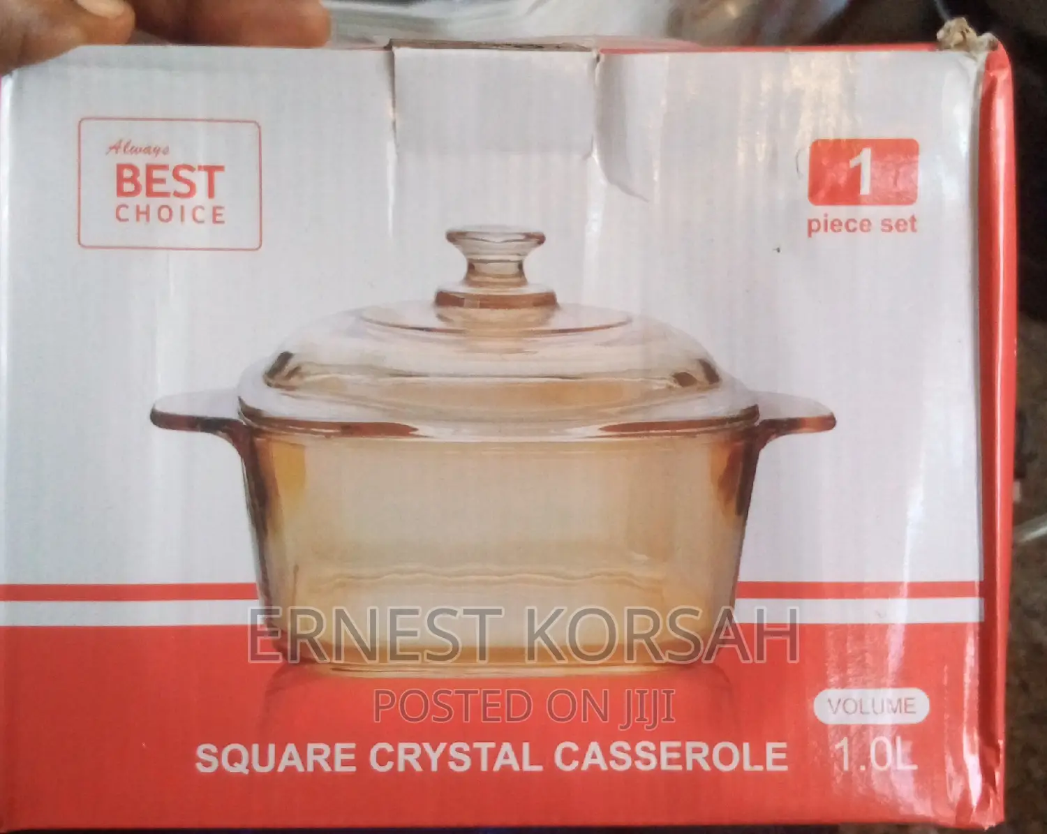 1.0L Square Crystal Casserole