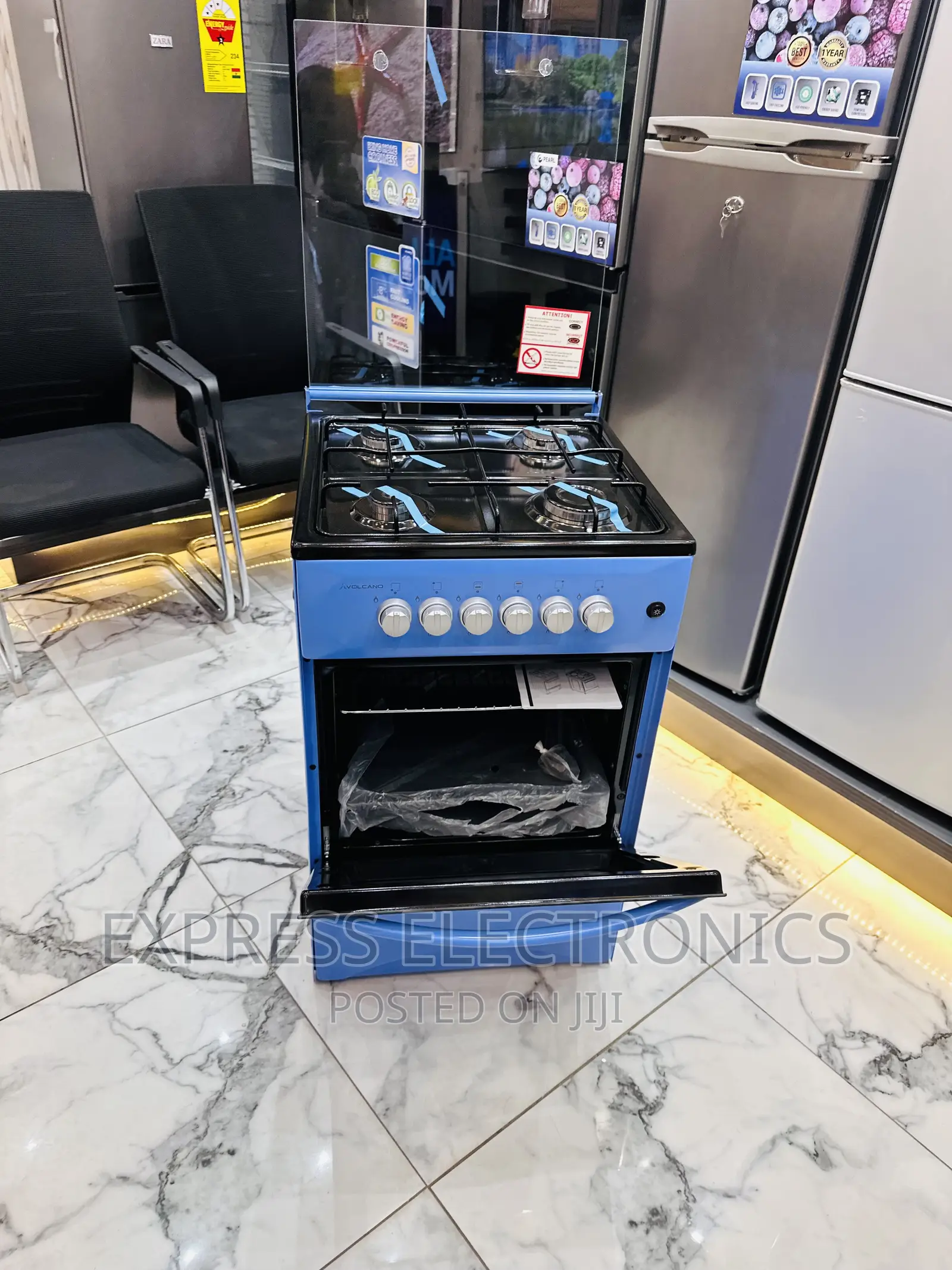 Multi Functional System Gas Cooker Oven 50/50 4burner Blue