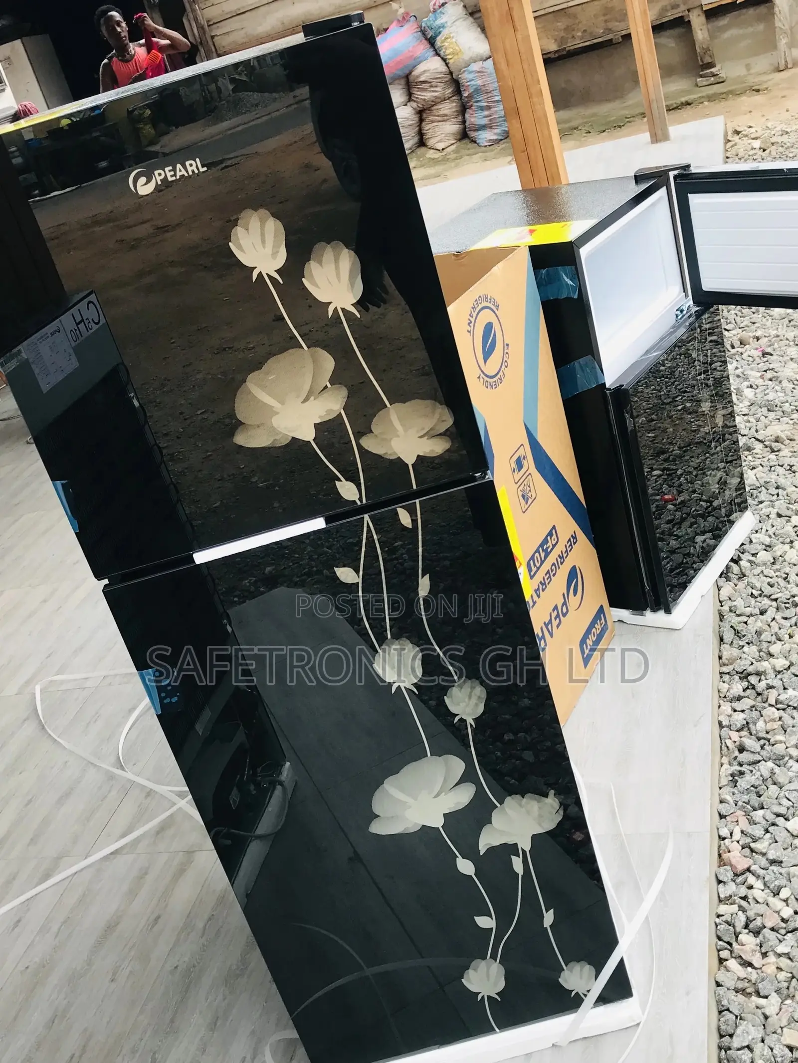 Black Pearl PF-20T Glass Doubledoor Topfreezer Fridge