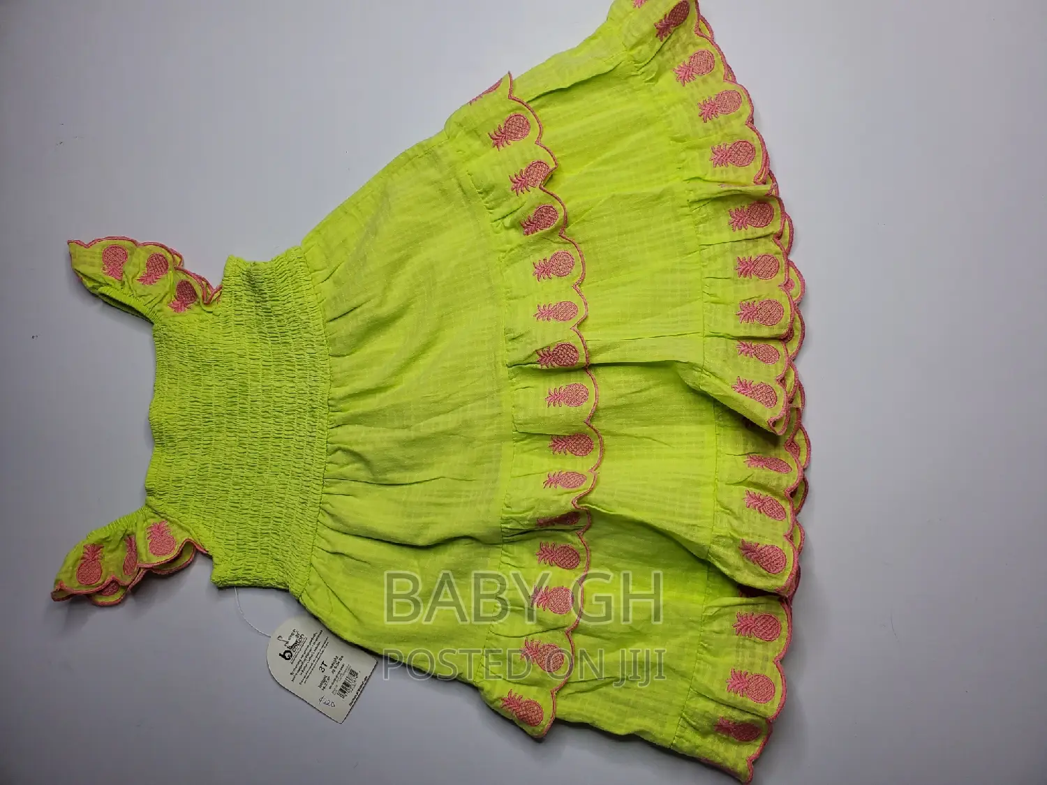 Girls Green Dress With Pineapple Design