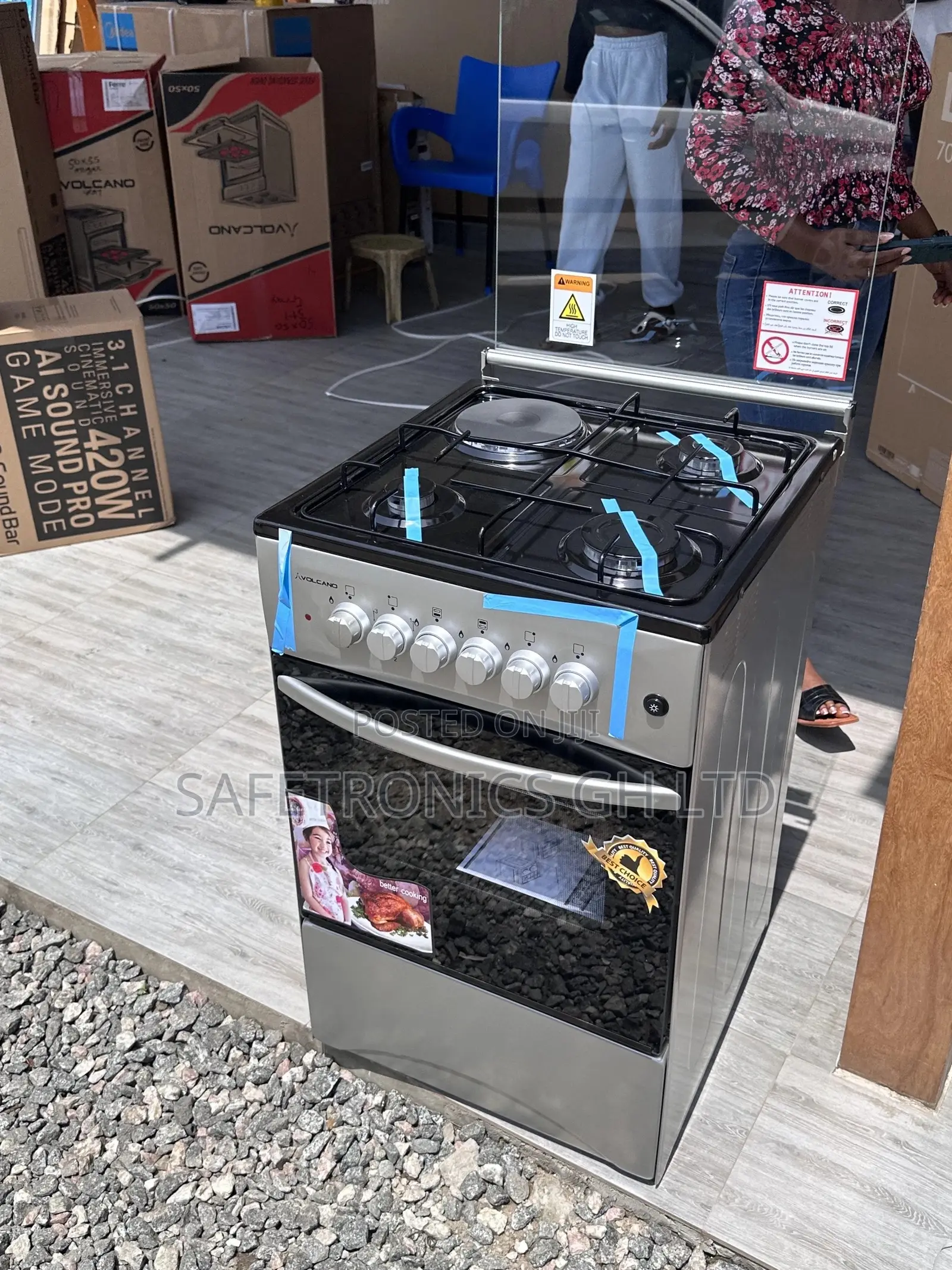 Sliver Volcano Oven With Grill 50x50 1 Electric 3 Gas