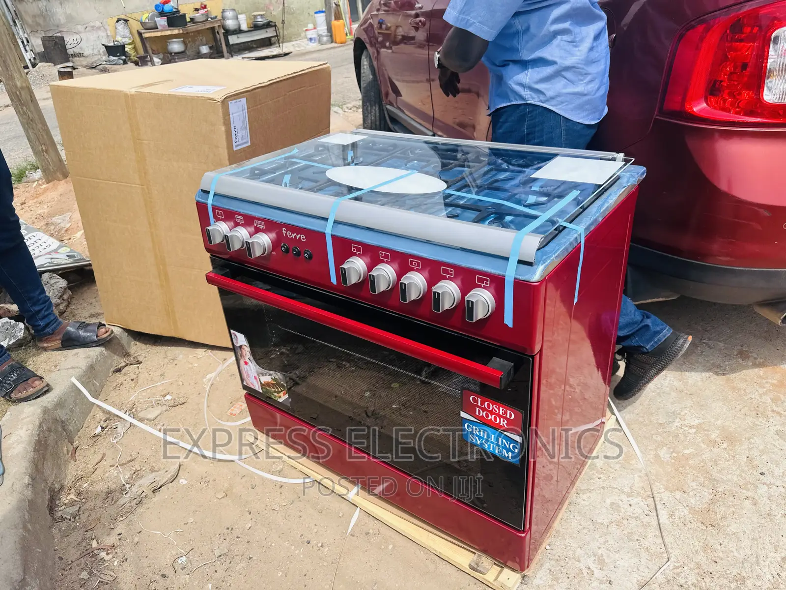 Authentic New Red Ferre Gas Cooker Oven Grill 5burner