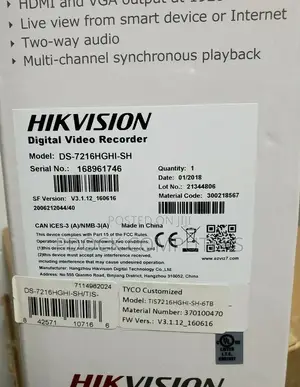 Hikvision 16 Channel DVR Ds-7616ni-/16p Embedded Plug