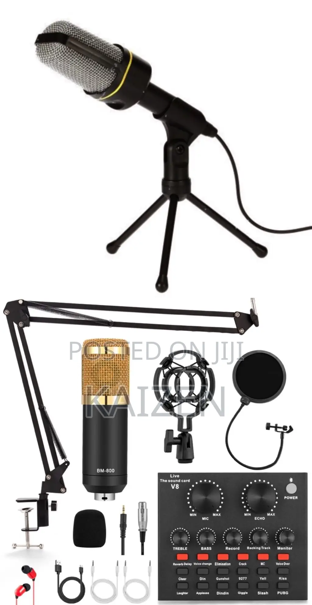 BM800 Microphone Condenser and V8swith Additional Microphone