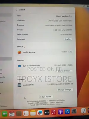 Laptop Apple MacBook Pro 2019 8GB Intel Core I5 SSD 256GB