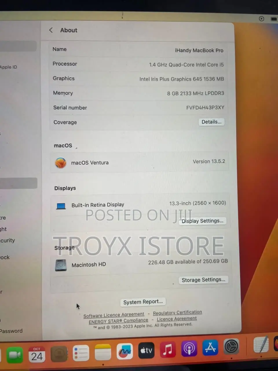 Laptop Apple MacBook Pro 2019 8GB Intel Core I5 SSD 256GB