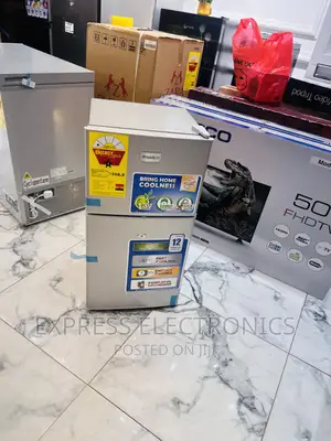 Superior Sleek Grey Double Door Table Top Fridge Nasco