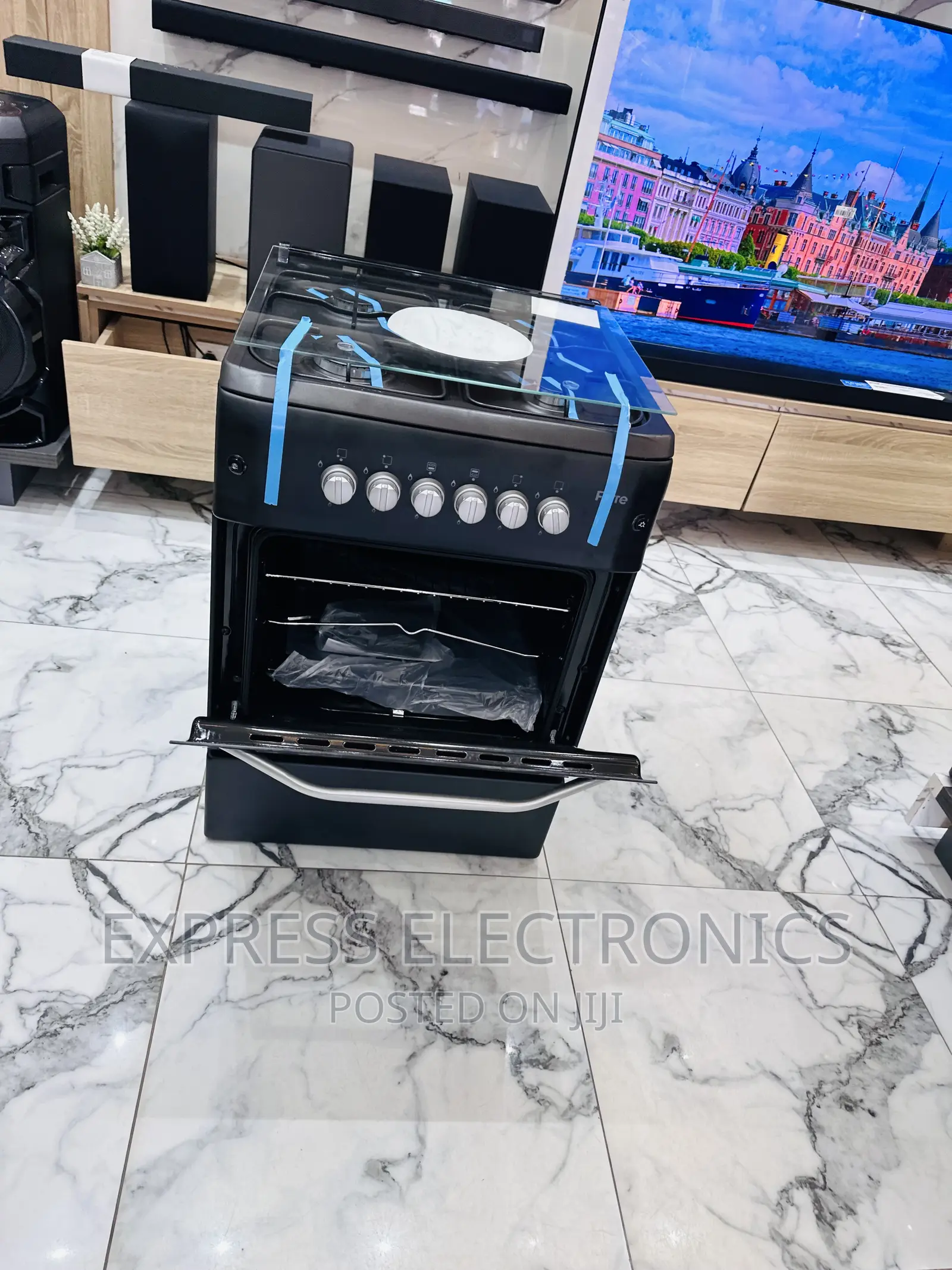 50/55 Gas Cooker Oven Grill 4burner Black Turkey Made