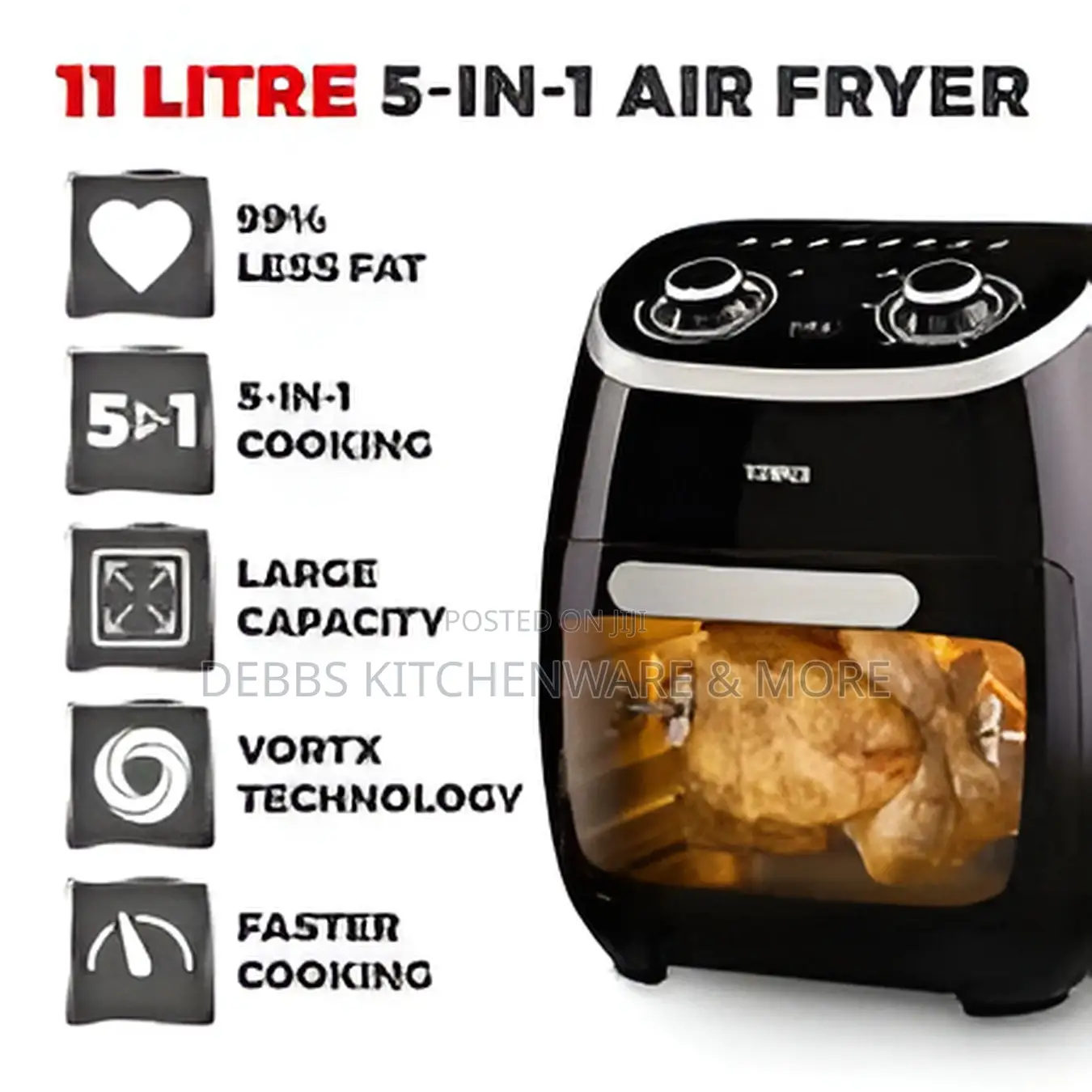 5-in-1 Manual Air Fryer Oven With Rapid Air Circulation