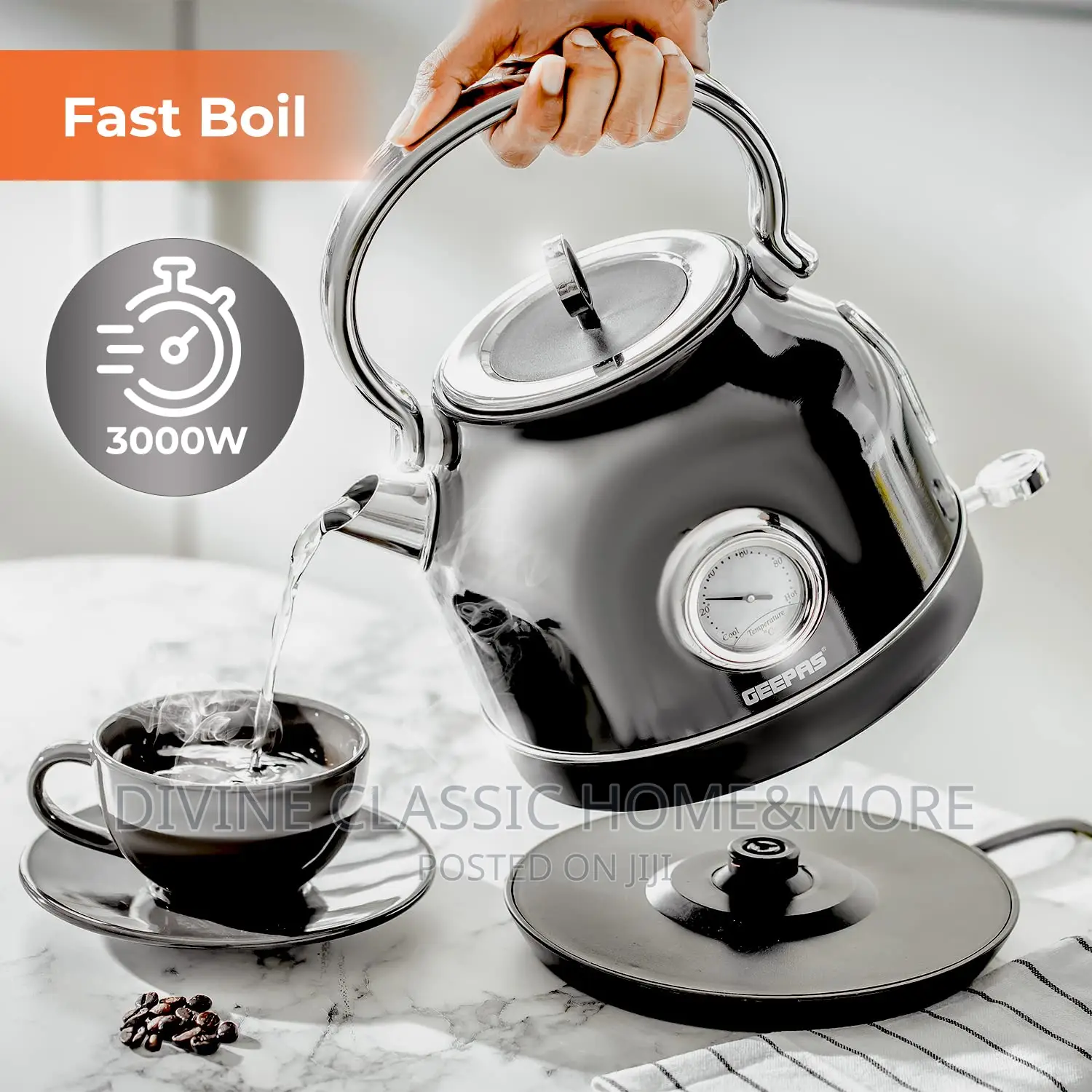 Geepas 1.7lit Water Kettle With Temperature Gauge
