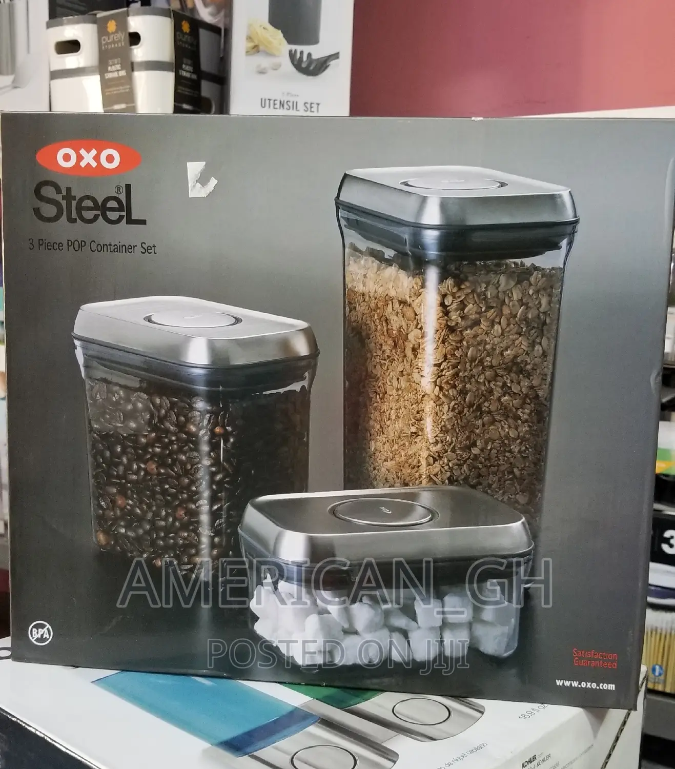 OXO Steel 3-Piece Airtight Food Storage Container Set