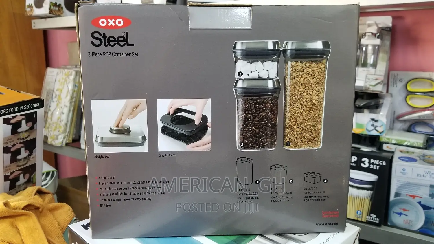 OXO Steel 3-Piece Airtight Food Storage Container Set