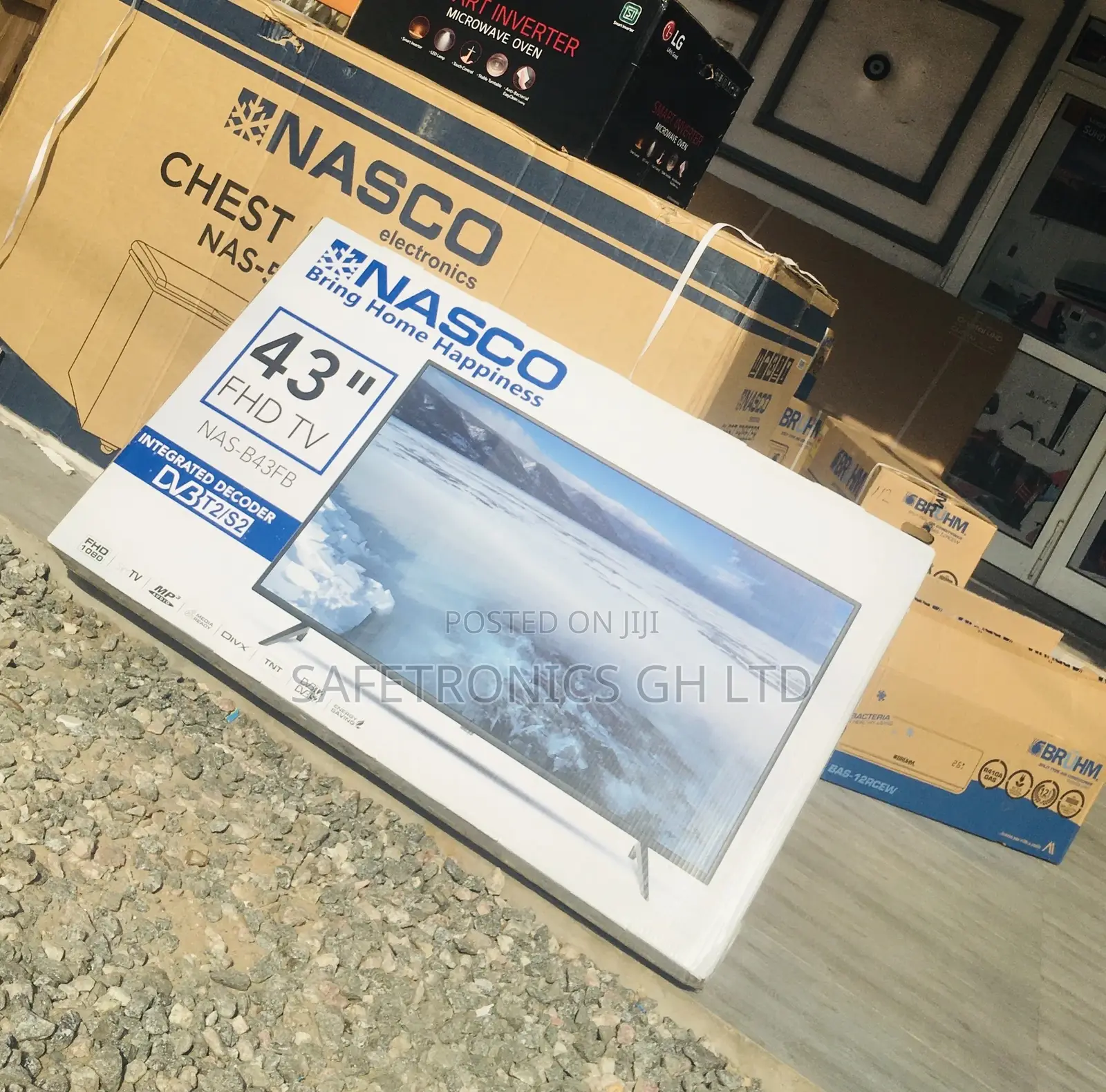 Glossy Black 43 Inches FHD Nasco LED Digital Satellite Tv