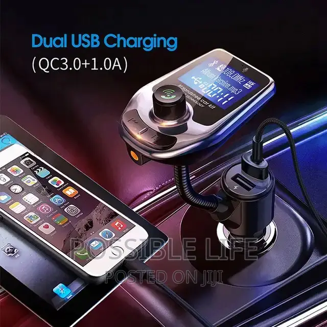 Double Car Fast Charger Mp3 Player Bluetooth
