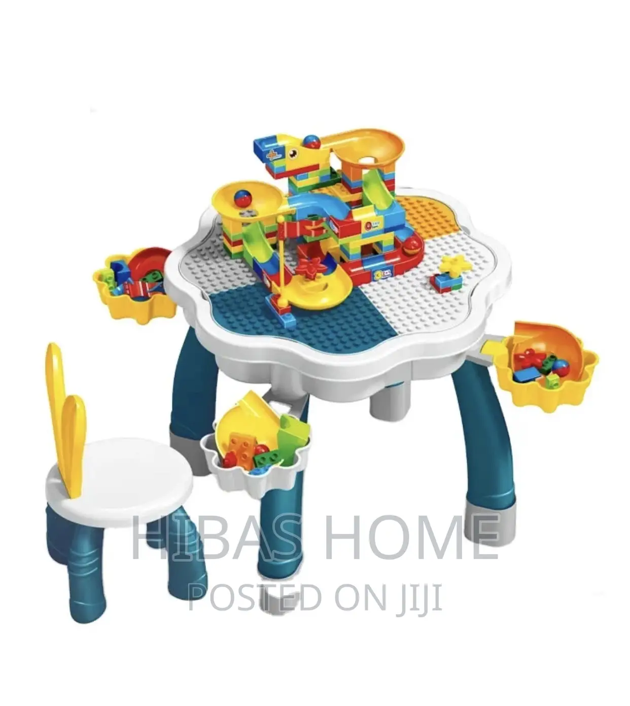 Kids Activity Table With LEGO Blocks 93cmx78cm Chair 41x23cm