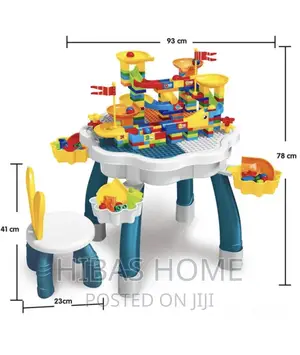 Kids Activity Table With LEGO Blocks 93cmx78cm Chair 41x23cm