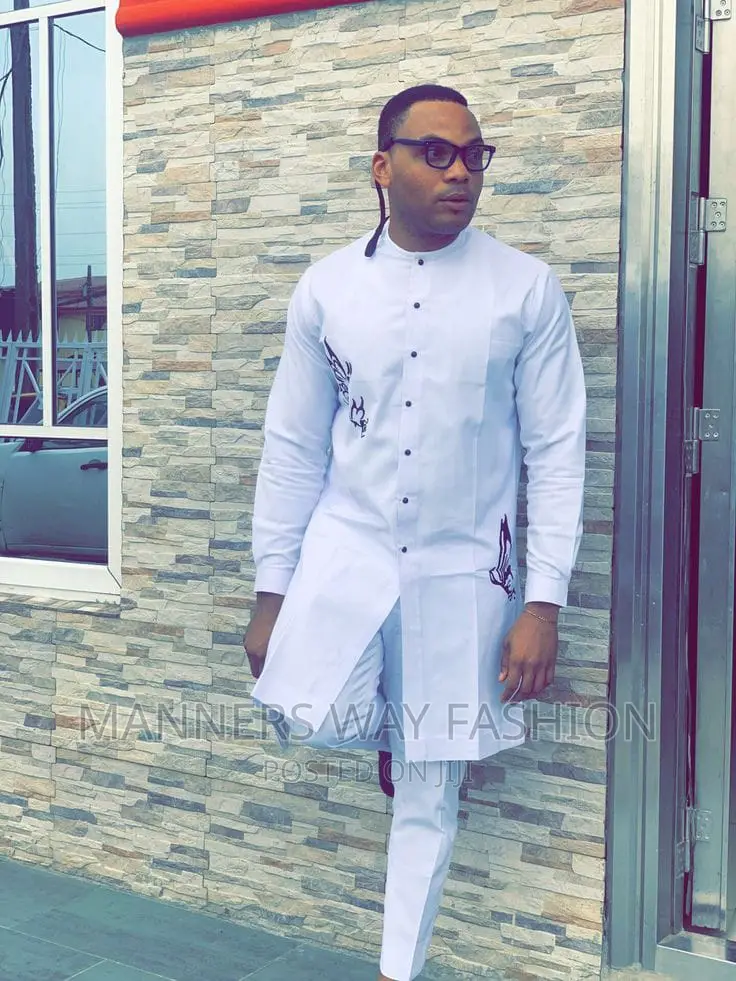 Men White Kafftan
