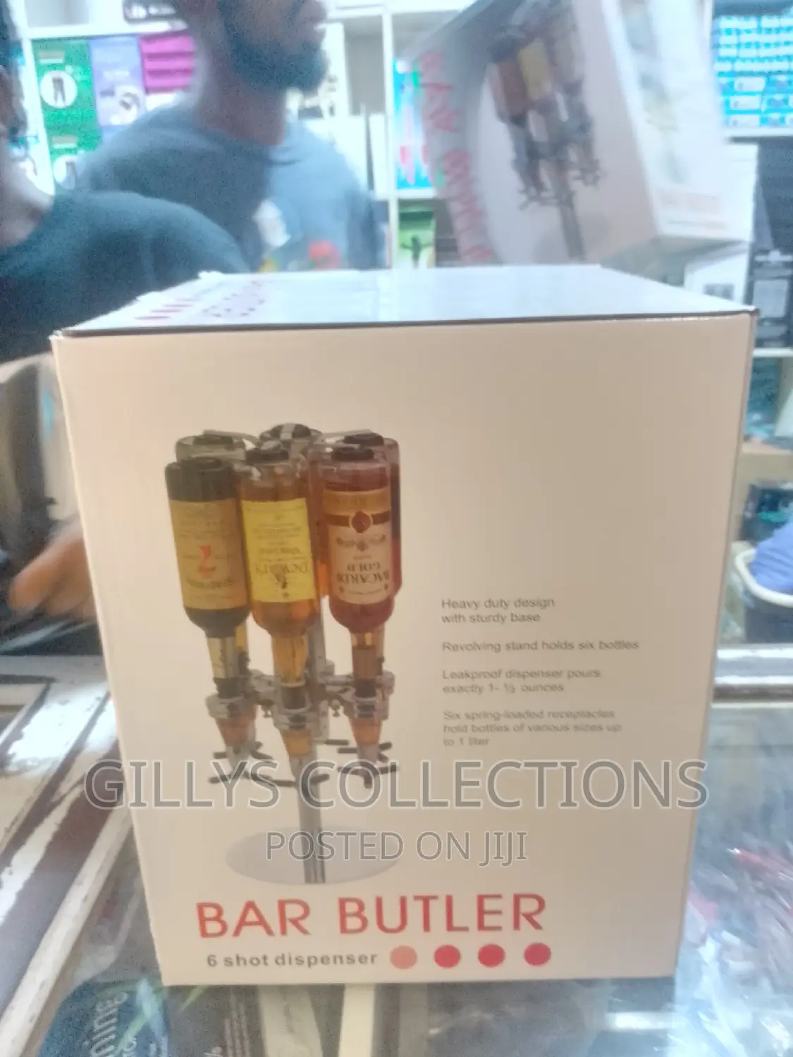 Rotary 6 Bottle Stand Dispenser Wine Steel Bar Butler