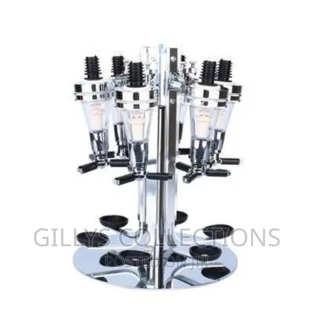 Rotary 6 Bottle Stand Dispenser Wine Steel Bar Butler