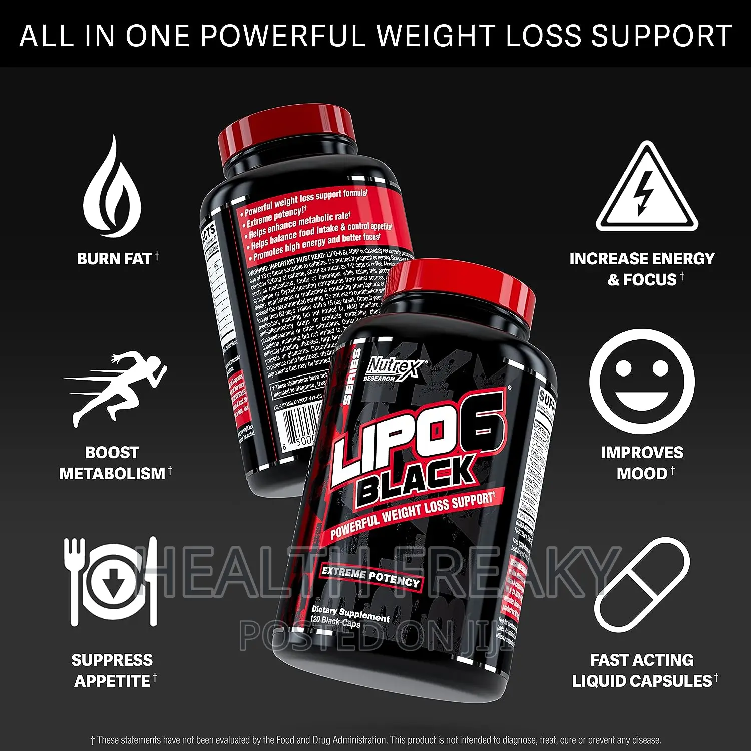 Lipo 6 Black Fat Burner Weight Loss Max Strength Energy