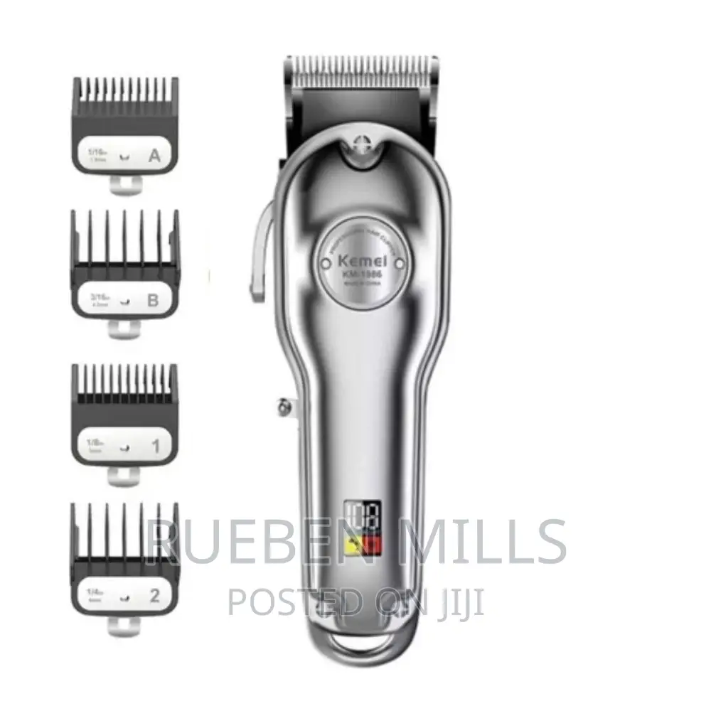 Silver Kemei KM-1986 Full Metal Cordless Hair Clipper