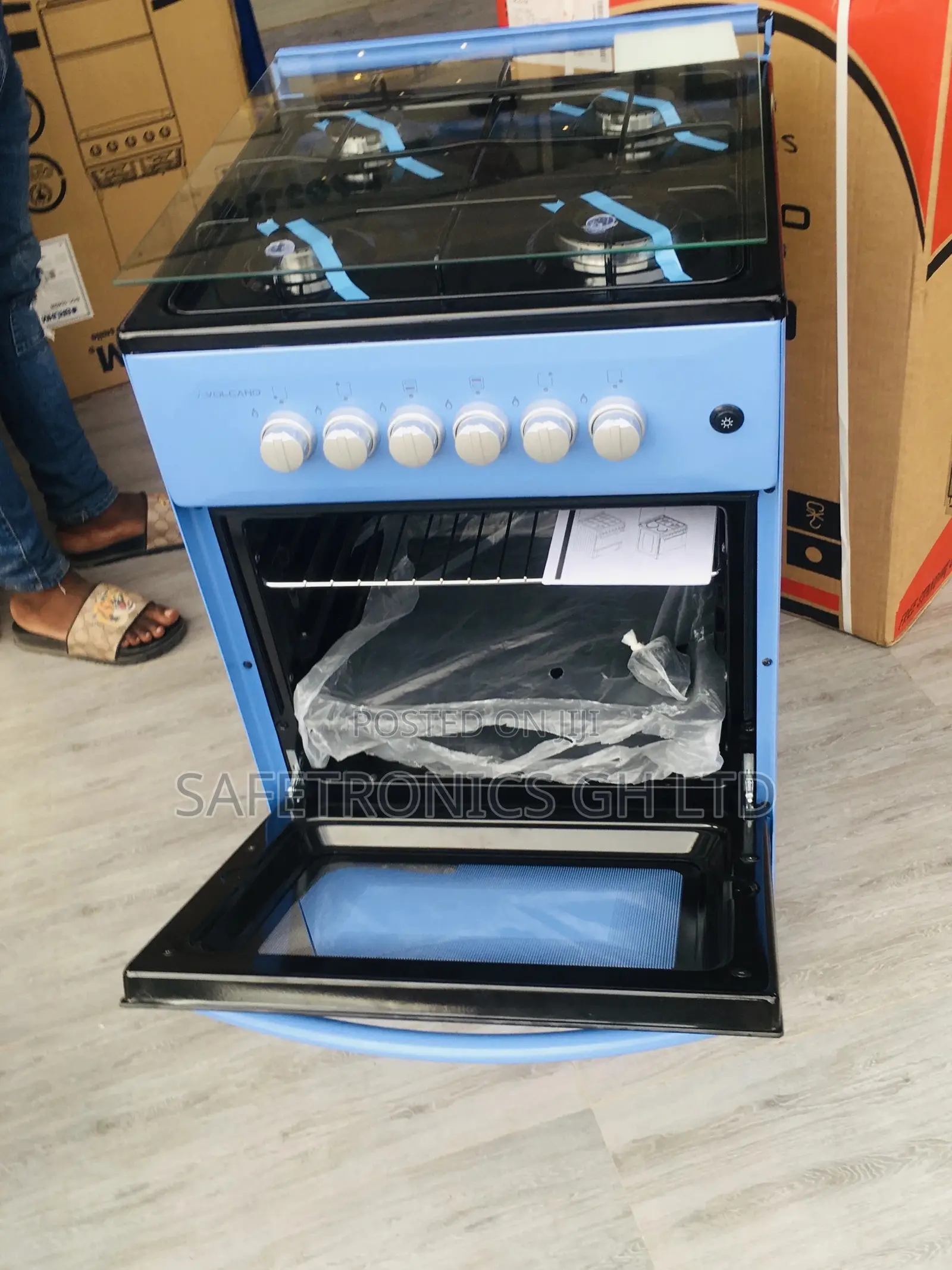 Oven With Grill 4 Gas Volcano Blue 50x50 Glass Lid