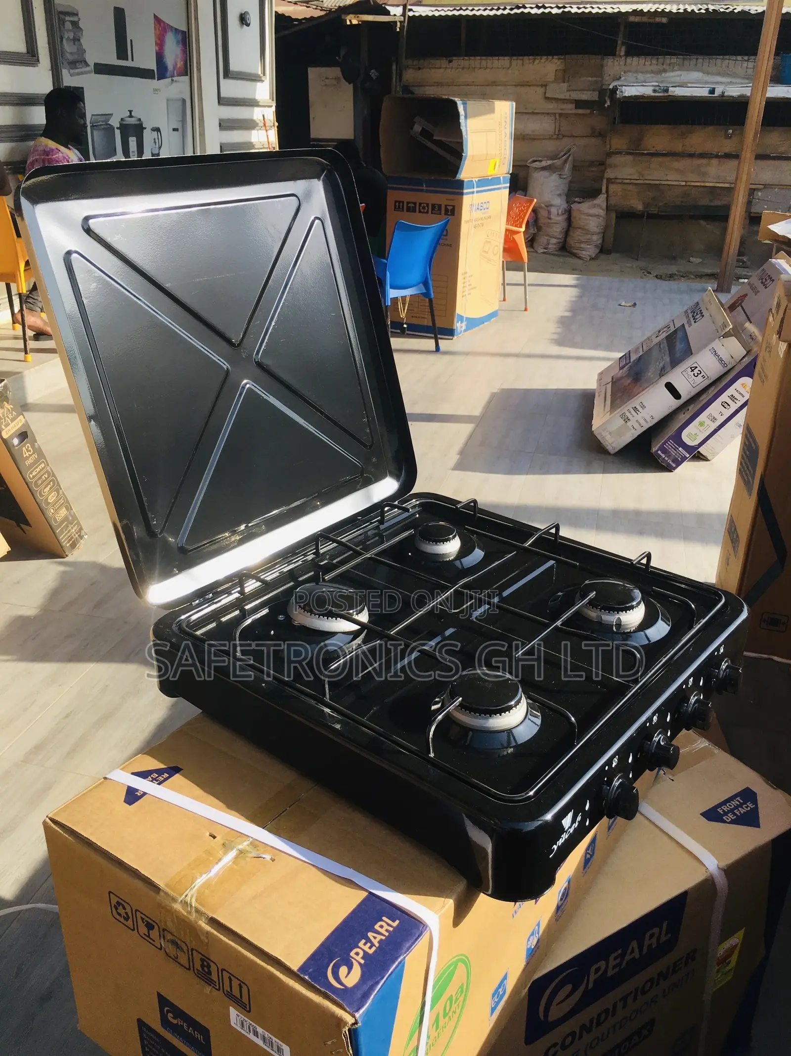 Quality Stove 4 Burner Gas Black Table Top 