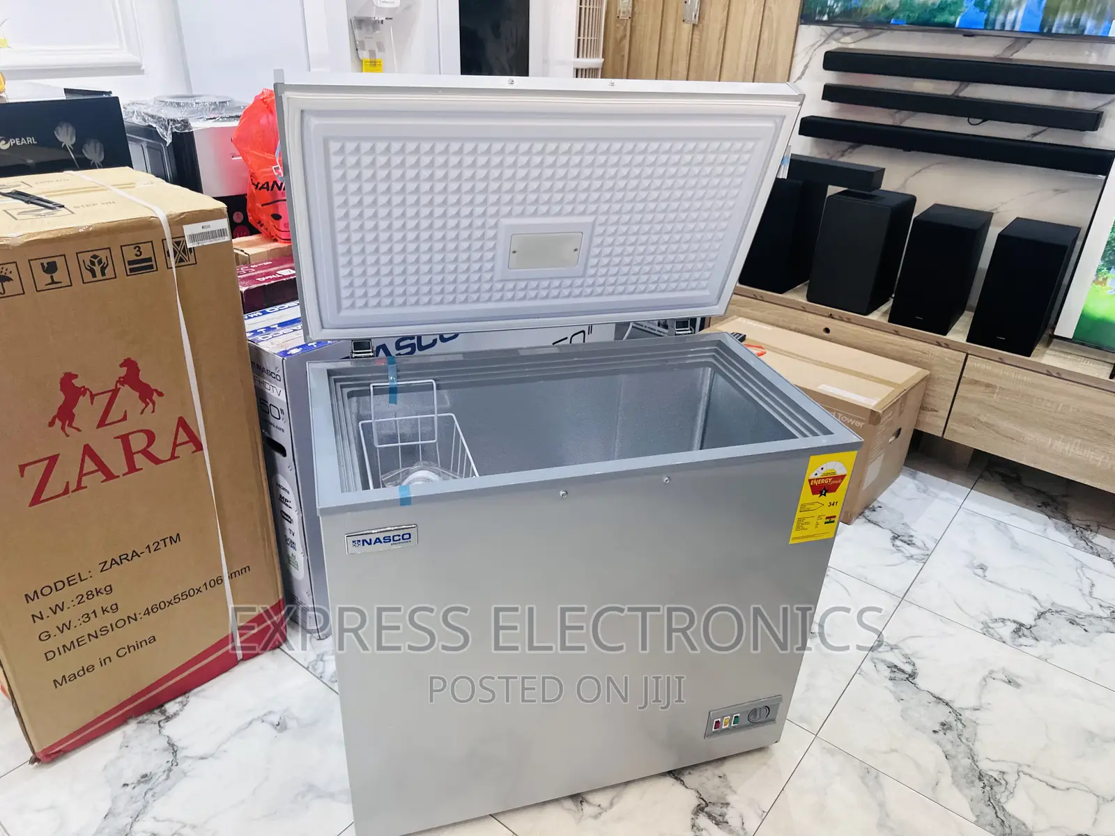 Freestanding Chest Freezer Single Door 200L Nasco Grey.