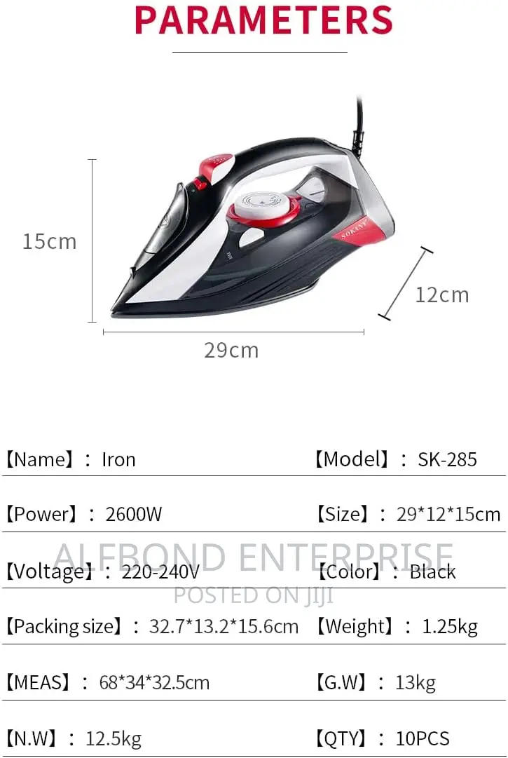 Sokany SK-285 Steam Iron 350ML Water Tank