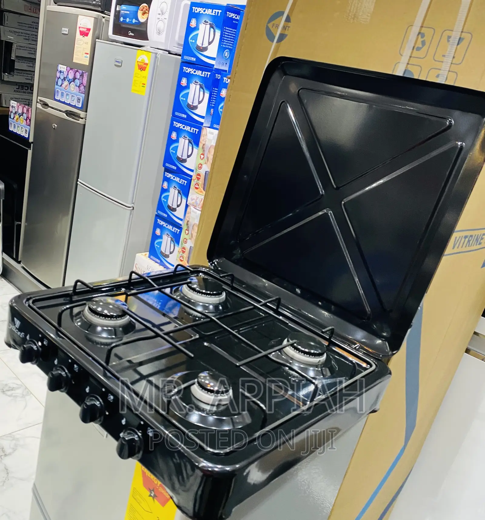 Elegant Black Yucel Table Top 4 Gas Stove 