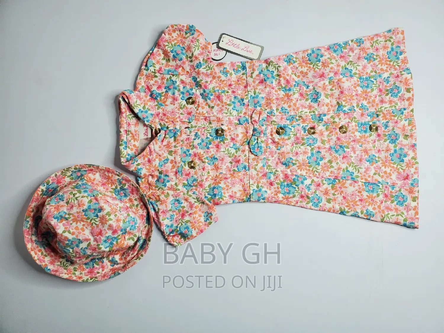 Little Lass Girls Floral Dress With Summer Hat