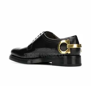 Photo - Ferragamo Men Black Brady Derby Shoes Hook
