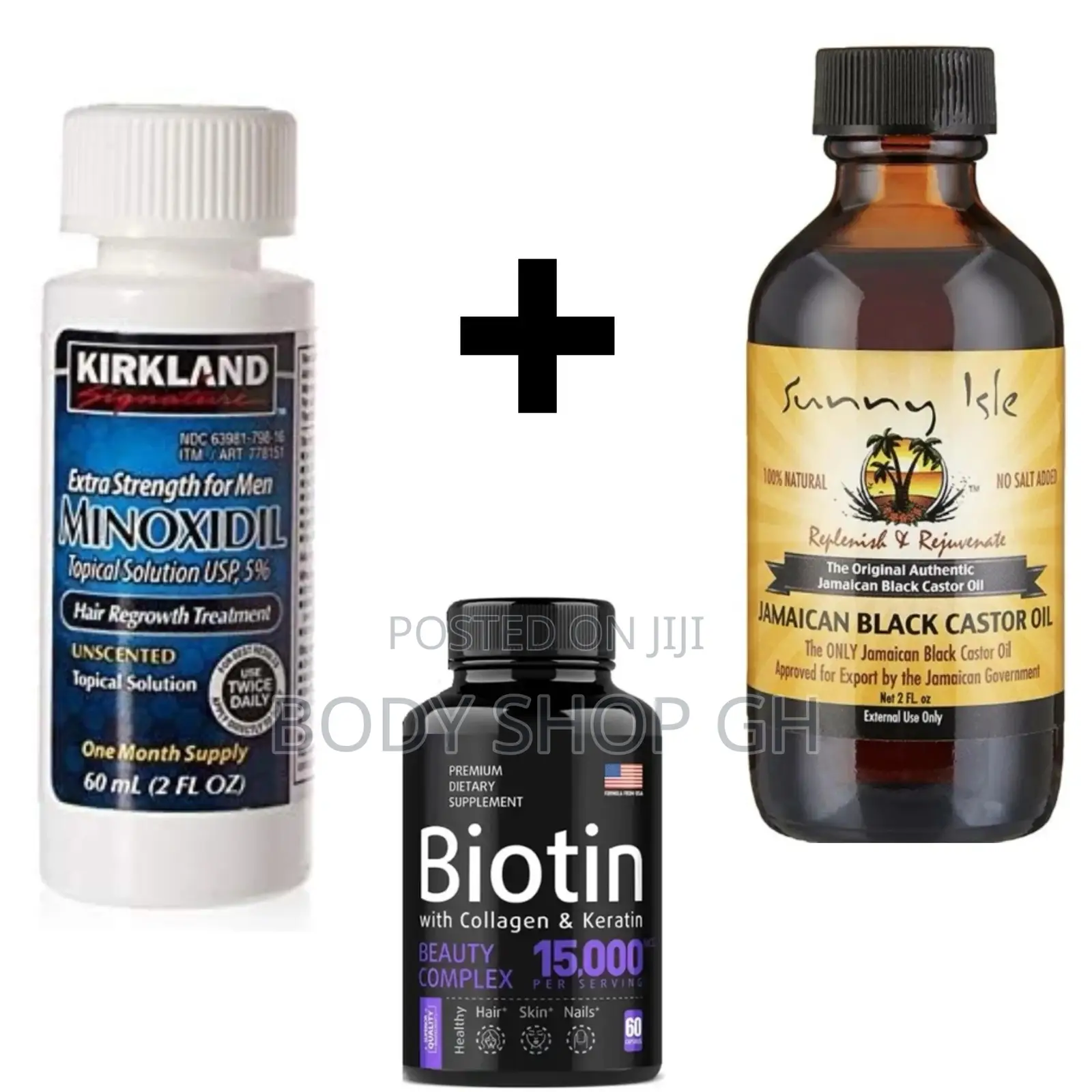 Baldness and Hairline Pack - Minoxidil + Biotin + Castor Oil