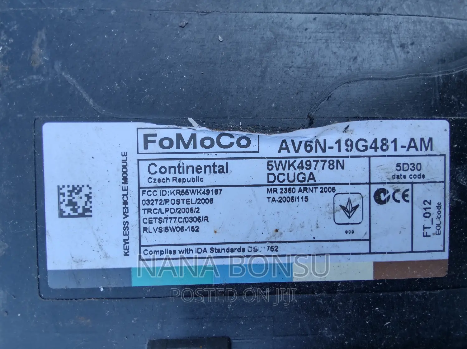 2013-2016 Ford Fusion Keyless Entry Module AV6N-19G481-AM