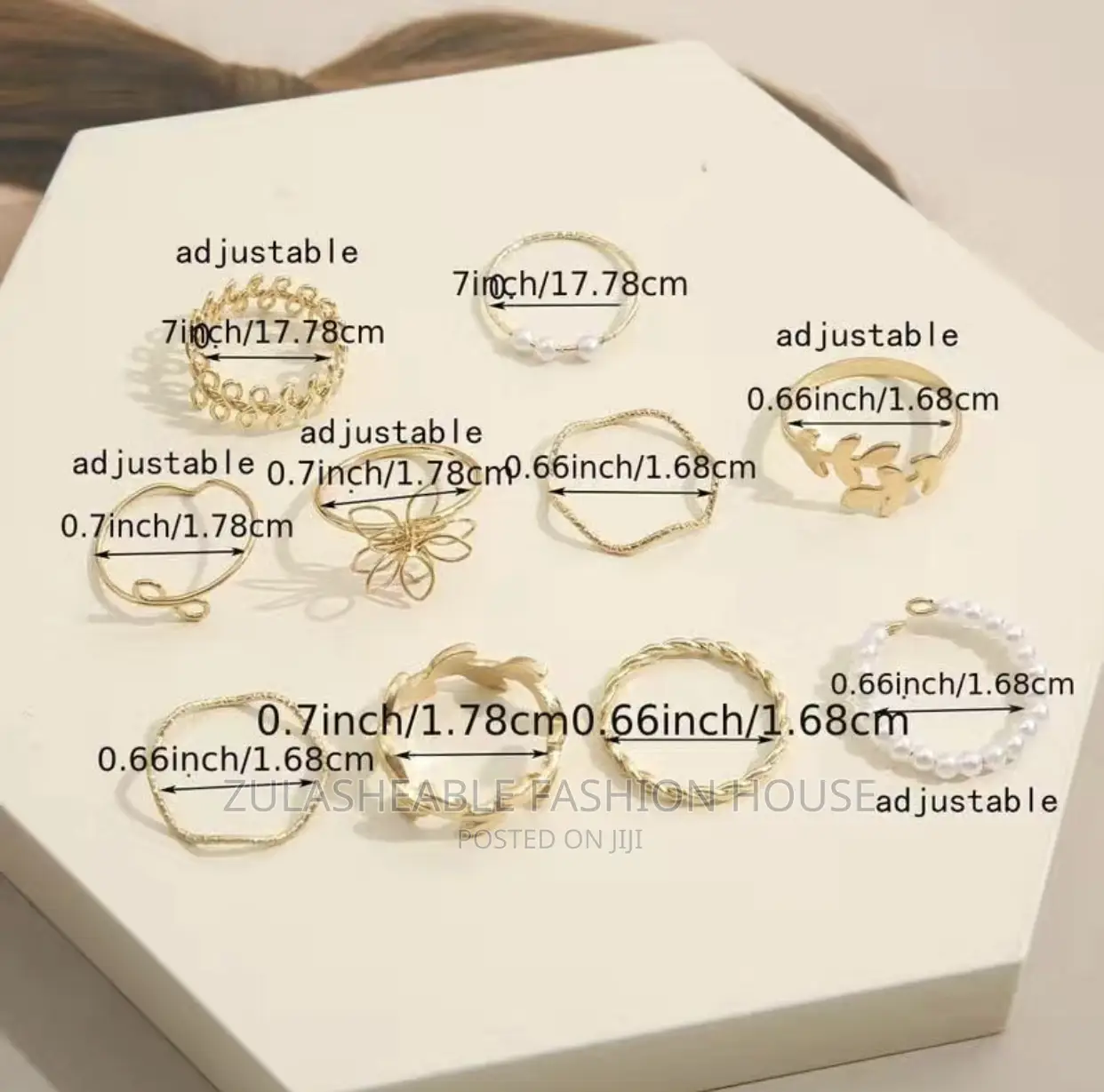 Flower Leaf Pearl Ring 10pcs Set Women's Ring