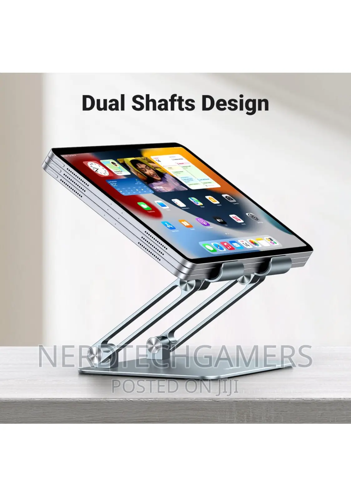 Tablet Stand Holder for Desk Dual Rod Support Aluminum