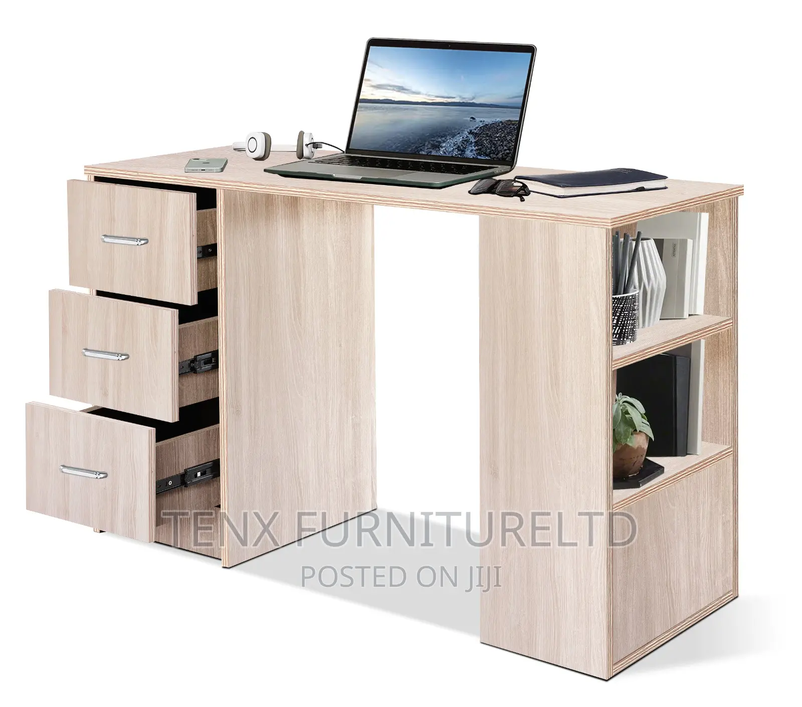 Computer Desk With Shelves Drawers PC Writing Study Table