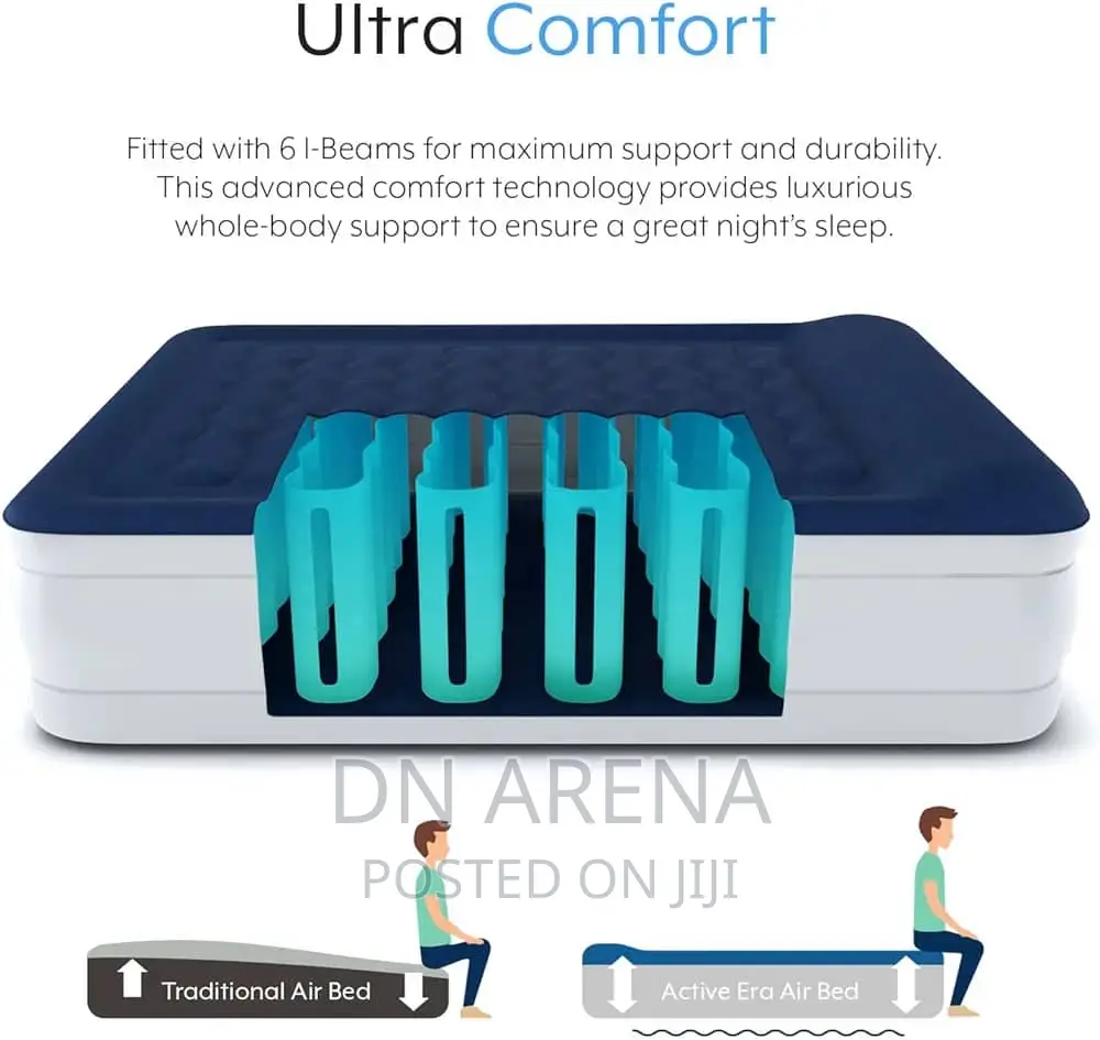 Airbed With Inbuilt Electric Pump Raised Pillow