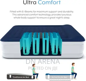 Airbed With Inbuilt Electric Pump Raised Pillow