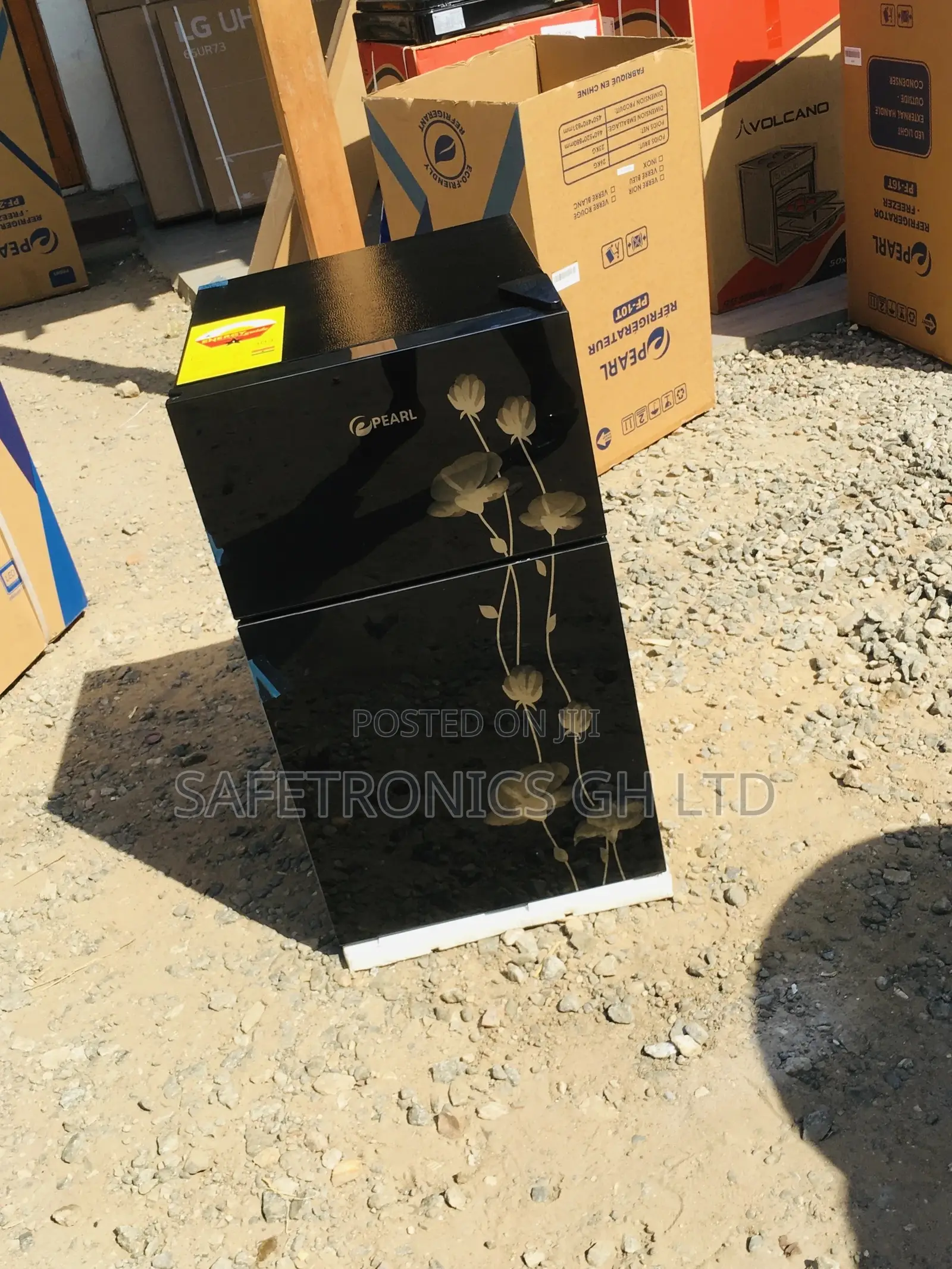 Doubledoor PF-10T Pearl Black Glass Topfreezer Fridge