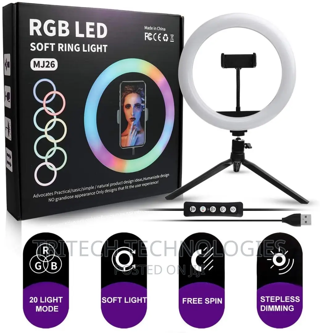 LED RGB Ring Light 20cm 21inch RGB Colorful Live Shooting