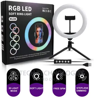 LED RGB Ring Light 20cm 21inch RGB Colorful Live Shooting