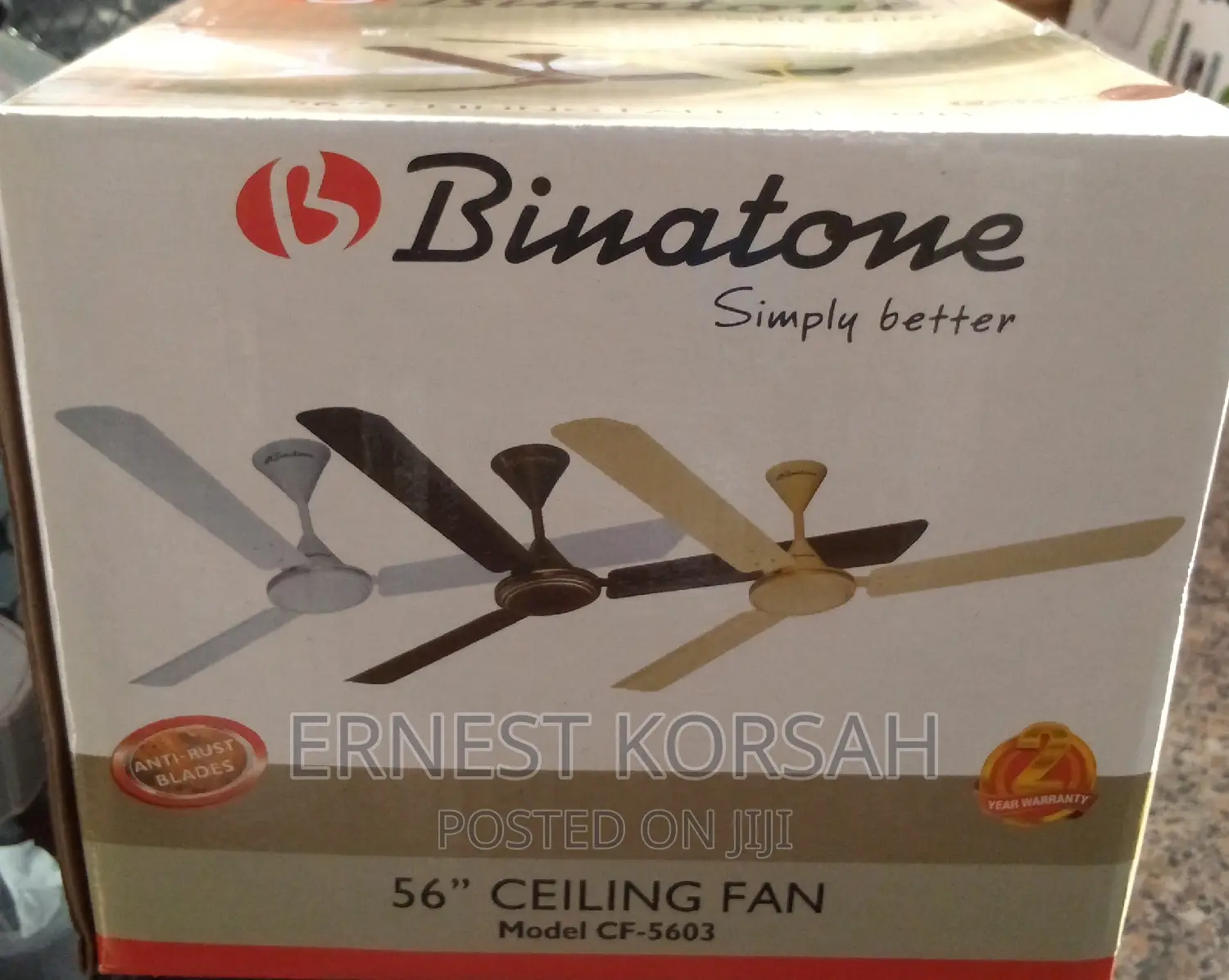 New Binatone 56" Ceiling Fan (Anti Rust Blades)
