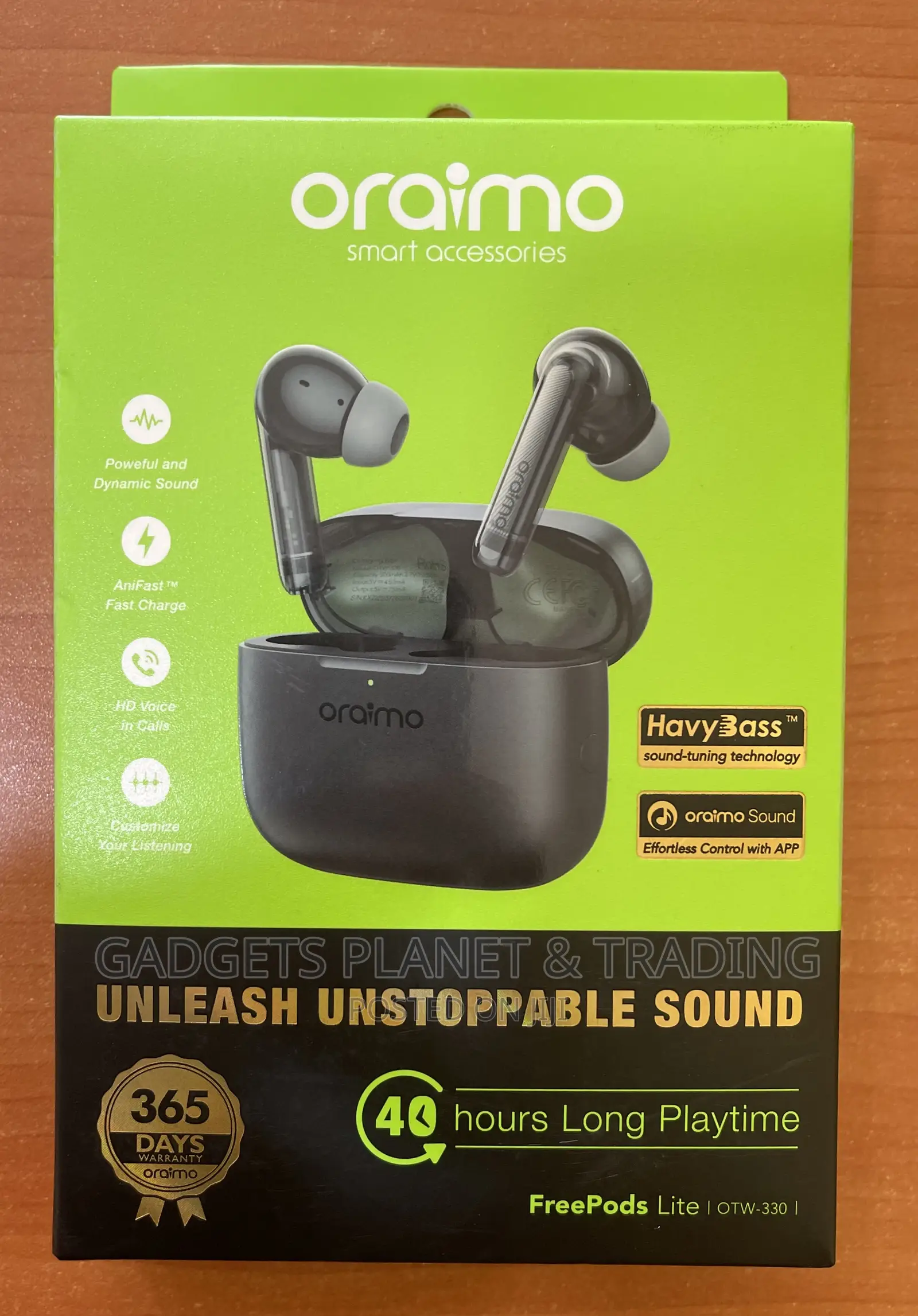 Oraimo Freepods Lite OTW-330 True Wireless Earbuds - Black