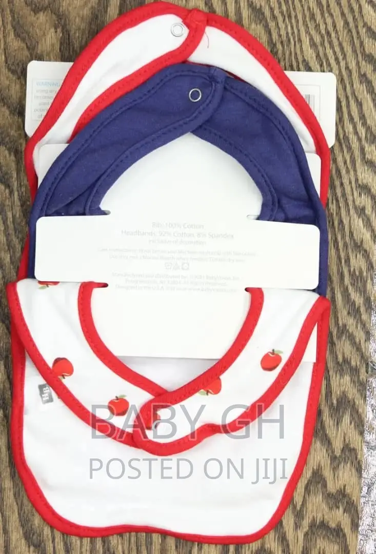 Hudson Baby 5 Piece Set. Three Bibs and 2 Headbands