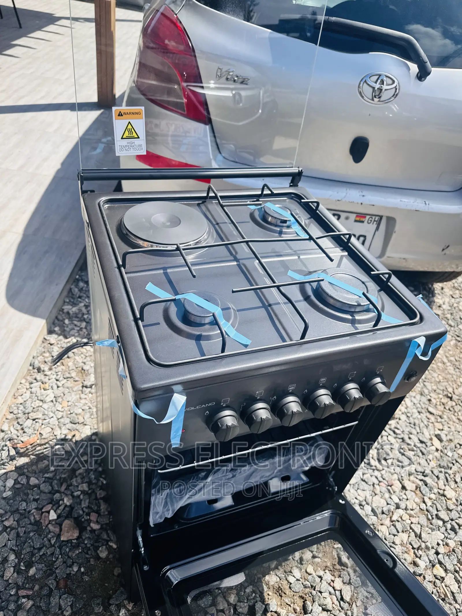 Well Packaged Gas Electric Cooker Oven 3+1 Stove Black