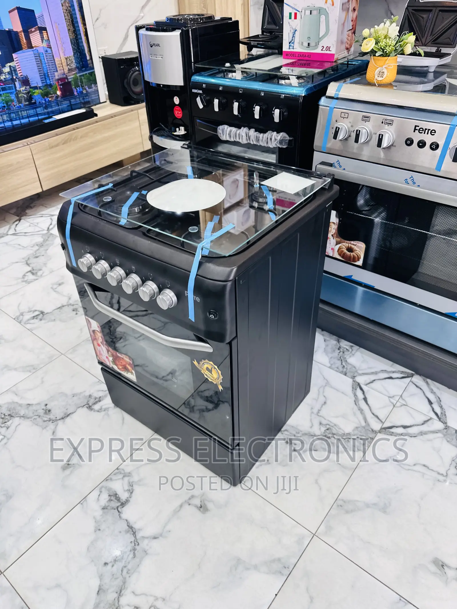 Black Finish Ferre 60/60 Gas Cooker Oven Grill 4burner