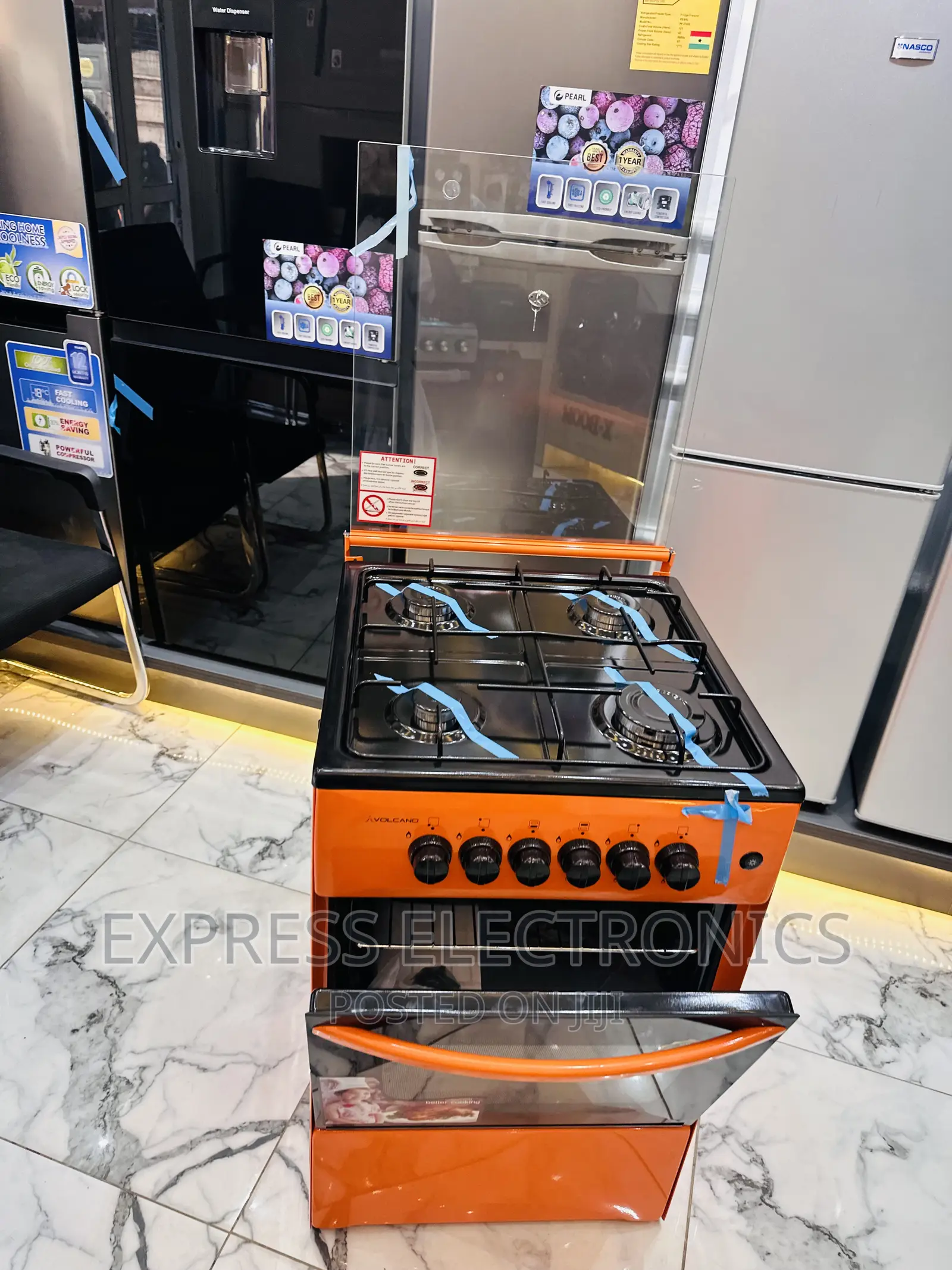 Well Sealed in Box Volcano Orange Gas Cooker 4burner