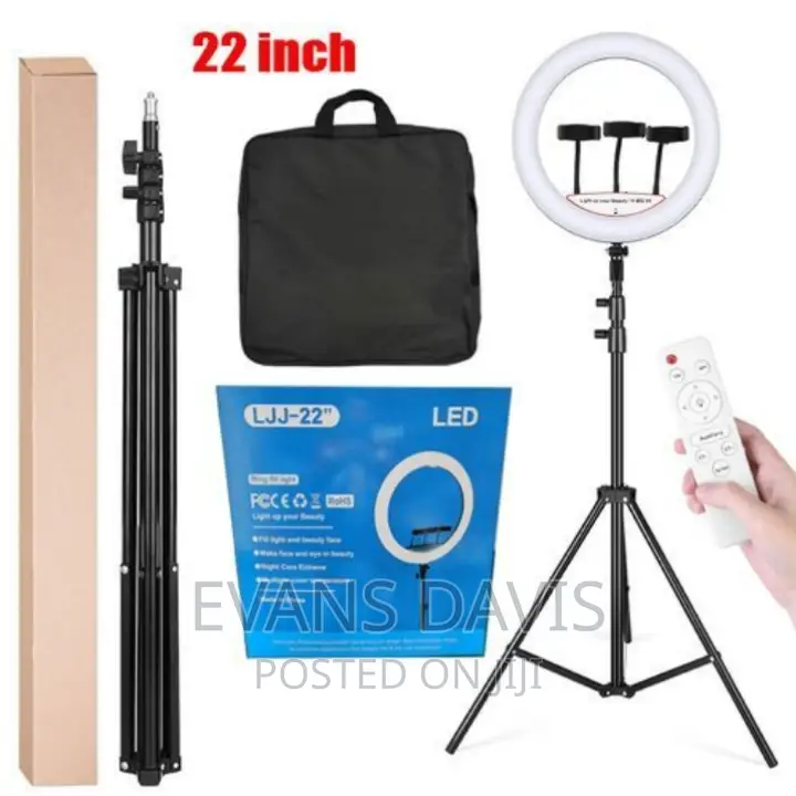 22" Durable Ring Light With Adjustable Stand and Remote